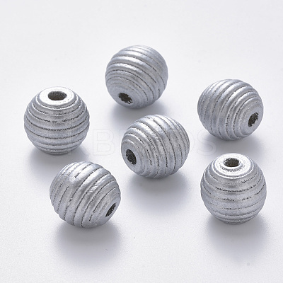 Painted Natural Wood Beehive European Beads WOOD-Q040-019A-B02-1