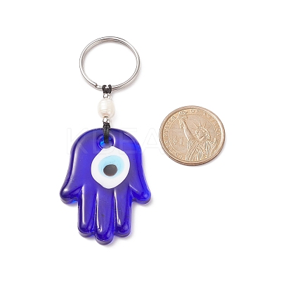 Handmade Lampwork Blue Evil Eye Keychain Key Ring KEYC-JKC00385-1