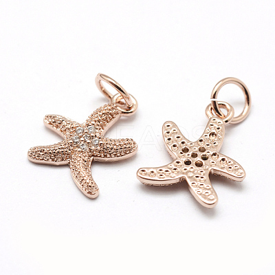Brass Micro Pave Grade AAA Cubic Zirconia Pendants ZIRC-P072-05RG-NR-1