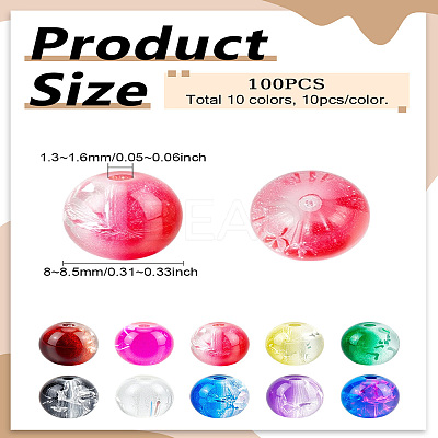 100Pcs 10 Styles Crackle Style Glass Beads GLAA-LP0001-23-1