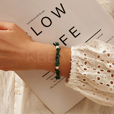 Natural Malachite Braided Beads Bracelets BJEW-L692-001G-1