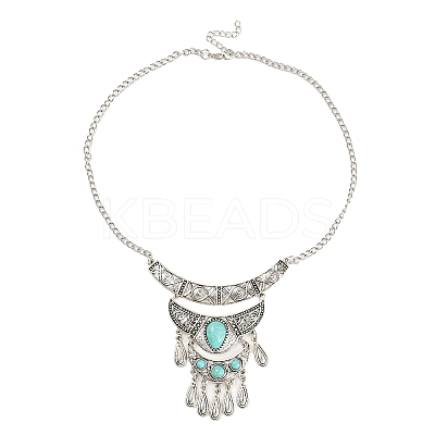 Bohemia Style Alloy Bib Necklace NJEW-H021-02AS-1