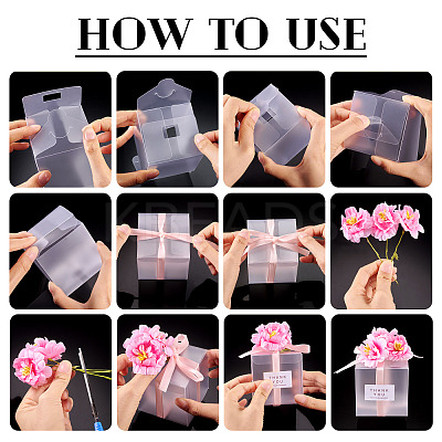 Clear PVC Candy Gift Packaging Boxes with Ribbon & Artificial Flower CON-TAC0001-20C-1