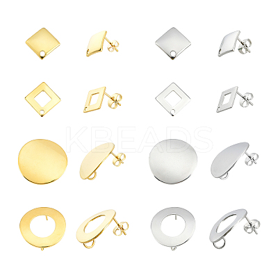 32Pcs 8 Style 304 Stainless Steel Stud Earring Findings STAS-DC0002-47-1