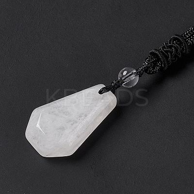 Natural Quartz Crystal Hexagon Pendant Necklace with Nylon Cord NJEW-G094-A07-1