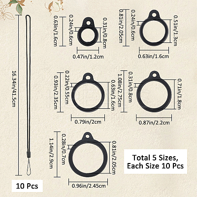 40Pcs 4 Style Silicone Rings with 10Pcs Adjustable Necklace Lanyard Anti-Lost Pendant Holder DIY-GF0008-10-1