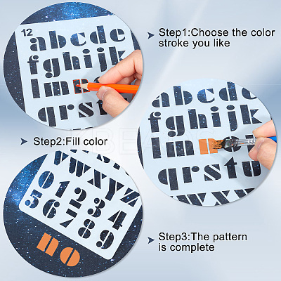 12Pcs 12 Styles PET Plastic Drawing Painting Stencils Templates AJEW-WH0165-23-1