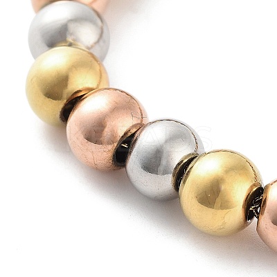 202 Stainless Steel Round Beaded Bracelets for Men Women BJEW-D034-01MC-1