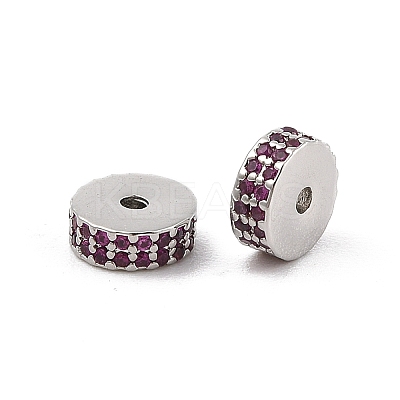Rack Plating Brass Micro Pave Cubic Zirconia Beads KK-F879-14P-1