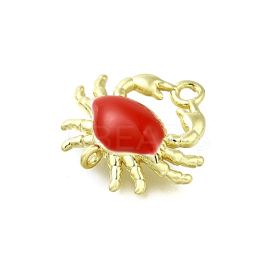 Brass Red Enamel Carb Links Connector Charms KK-K400-19G-1