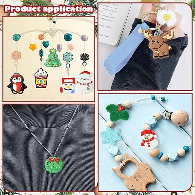 10Pcs 10 Styles Christmas Food Grade Eco-Friendly Silicone Focal Beads SIL-YW0001-30-1