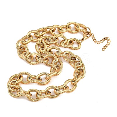 13MM 304 Stainless Steel Textured Cable Chain Necklaces NJEW-Z105-02G-1