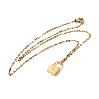 304 Stainless Steel Rolo Chain Pendant Necklaces NJEW-S444-01G-02-1