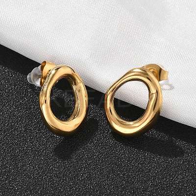 304 Stainless Steel Chunky Oval Studs Earrings for Women EJEW-K306-28G-1