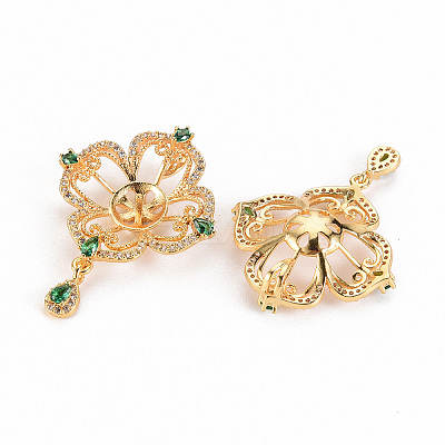 Brass Micro Pave Clear Cubic Zirconia Peg Bails Pendants KK-S356-274-NF-1