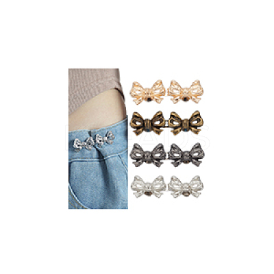 8 Sets 4 Colors Bowknot Shape Alloy Adjustable Jean Button Pins FIND-AN0001-47-1