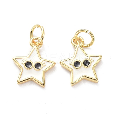 Real 18K Gold Plated Brass Enamel Charms KK-L206-019G-1