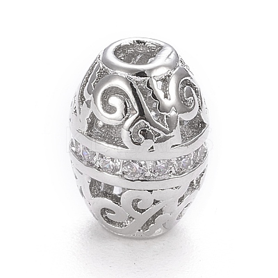 Brass Micro Pave Clear Cubic Zirconia Beads LS-KK-K243-12P-1