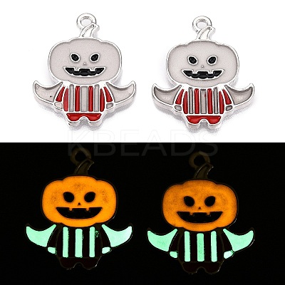 Halloween Theme Rack Plating Luminous Alloy Enamel Pendants ENAM-N056-232P-1