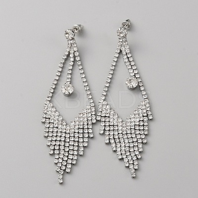 Rhombus Alloy Dangle Stud Earrings EJEW-WH0017-12P-A-1