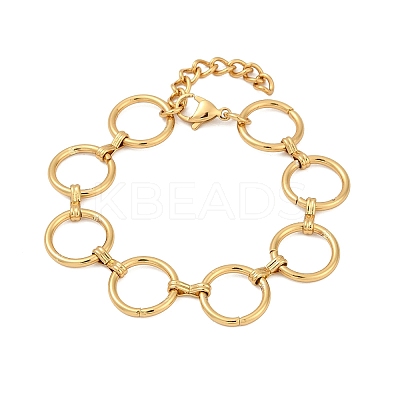 304 Stainless Steel Ring Link Chain Bracelets for Women BJEW-C104-01A-G-1