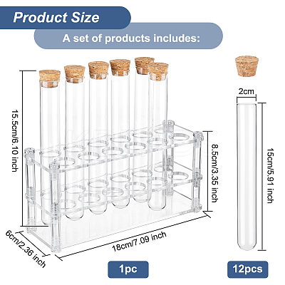 1 Set Acrylic Multi-Use Colorimetrical Cylinder Tube Display Racks AJEW-OC0004-31-1