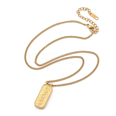 304 Stainless Steel Rectangle Number Pendant Necklaces NJEW-D300-01G-05-1