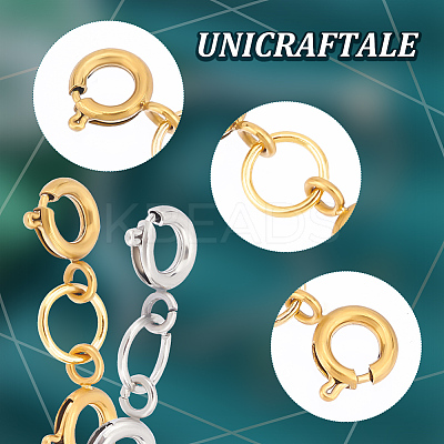 6Pcs 2 Colors 304 Stainless Steel Spring Ring Clasps FIND-AB00013-1
