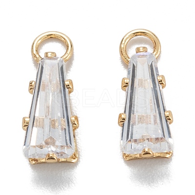 Brass Clear Cubic Zirconia Charms ZIRC-G170-10G-1