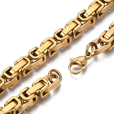 Ion Plating(IP) 201 Stainless Steel Byzantine Chain Bracelets BJEW-S057-89A-01-1
