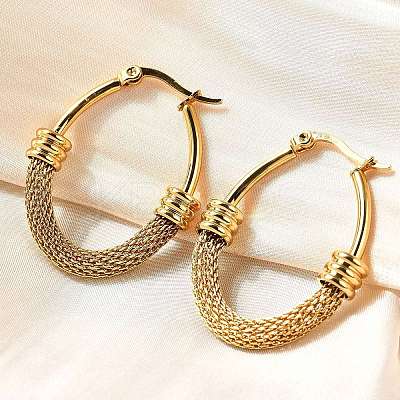 201 Stainless Steel Hoop Earrings LS-EJEW-Q026-15G-B-1