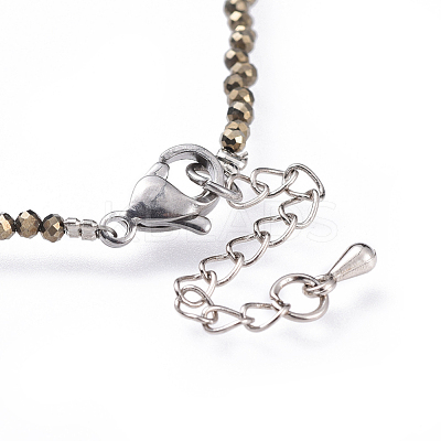 Natural Pyrite Beaded Necklaces NJEW-JN02492-03-1