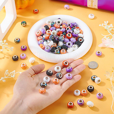 120Pcs 12 Colors Opaque Resin European Beads RESI-TA0004-80-1