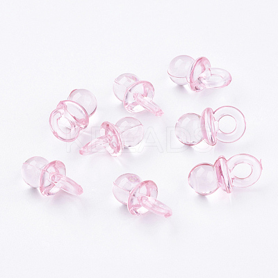 Pink Color Transparent Acrylic Baby Pacifier Pendants X-TACR-R16-4-1