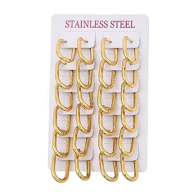 PVD Vacuum Plating 202 Stainless Steel Huggie Oval Hoop Earrings EJEW-H003-07G-07-1