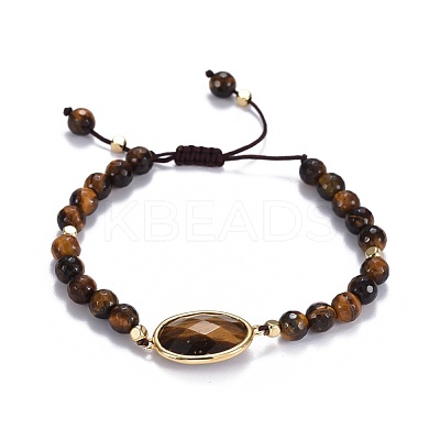 Natural Tiger Eye Braided Bead Bracelets BJEW-JB04210-03-1