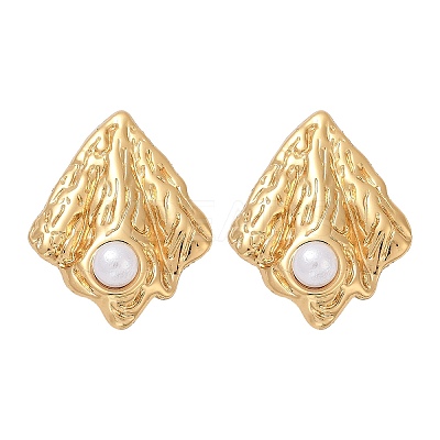 304 Stainless Steel ABS Plastic Pearl Stud Earrings STAS-D368-01B-G-1