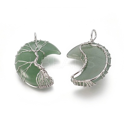 Natural Green Aventurine Tree of Life Wire Wrapped Pendants G-L520-E04-P-1