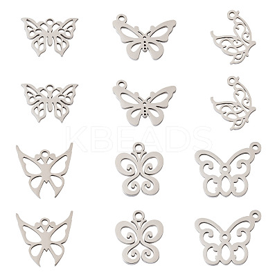 36Pcs 6 Style 201 Stainless Steel Pendants STAS-PJ0001-29-1