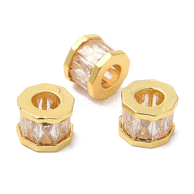 Rack Plating Brass Cubic Zirconia European Beads KK-R147-02G-1