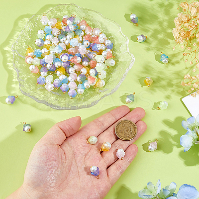 112Pcs 7 Colors Glass Pendants PALLOY-DC00036-1