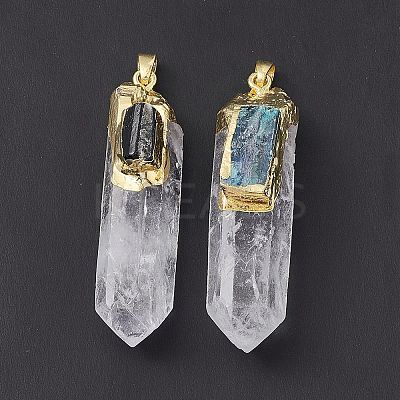 Natural Quartz Crystal Pointed Big Pendants G-P491-12G-1