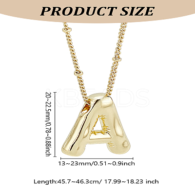1pc Brass Chain with Alloy Letter Pendants Necklaces NJEW-LP0001-41A-G-1