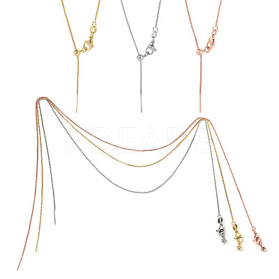 6Pcs 3 Colors Brass Box Chain Necklaces NJEW-TA0001-20-1