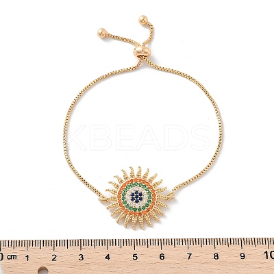 Sun Brass Micro Pave Cubic Zirconia Link Slider Bracelets KK-R217-49G-01-1