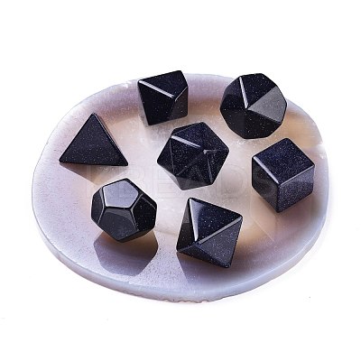 No Hole/Undrilled Synthetic Blue Goldstone Beads Home Display Decorations with Natural Agate Bases G-H240-01I-1