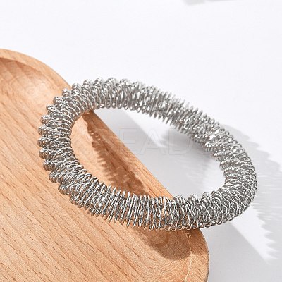 304 Stainless Steel Stretch Bangles for Women BJEW-P315-02E-P-1