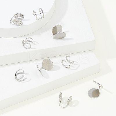 8Pcs 4 Styles Stainless Steel Cuff Earrings EJEW-HS0001-10P-1