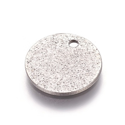 Tarnish Resistant 304 Stainless Steel Textured Pendants STAS-I098-01-12mm-P-1