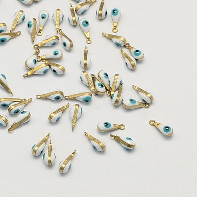 Antique Golden Plated Brass Enamel Charms X-KK-Q571-02C-1